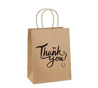 BagDream Bolsas de papel 8x4.25x10.5 25pcs bolsas de regalo de agradecimiento, bolsas de fiesta, bolsas de compras, bolsas de boda, bolsas de mercancía, bolsas de regalo de papel Kraft marrón con asas