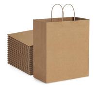 BagDream Bolsas de papel de 10 x 6 3/4 x 12 pulgadas, 100 bolsas de papel marrón con asas, bolsas de compras de papel kraft, bolsas de venta al por menor de mercancía, bolsas para llevar para