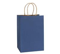BagDream Bolsas de papel Kraft 25 piezas 13.25 x 9.75 x 20.8 cm Bolsas pequeñas de regalo bolsas de compras, bolsas de papel Kraft, bolsas de fiesta, bolsas de papel azul marino con asas