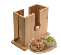 Bagel Slicer, Adjustable Bagel Slicer Holder, Bagels Cutter Holder, Bamboo Bagels Cutter For Small And Large Bagel's, Bread Cutters Kitchen Gadget For Home Coffee Shop Restaurant Dorm Cafe Apartment