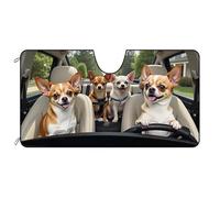 BAGEYOU Parasol para parabrisas delantero de coche, adorable decoración de perros chihuahua, visera de protección solar reflectante de rayos UV, mantiene el vehículo fresco, 55 x 30 pulgadas