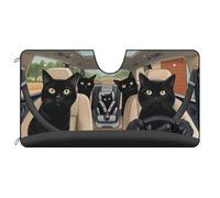 BAGEYOU Parasol para parabrisas delantero de coche, diseño de gato negro, decoración familiar, parasol para vehículo, visera reflectante de rayos UV, mantiene el vehículo fresco, 51 x 26.8 pulgadas