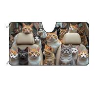 BAGEYOU Parasol para parabrisas delantero de coche, diseño de gatos, parasol para vehículo, reflector de rayos UV, mantiene el vehículo fresco, 51 x 26.8 pulgadas
