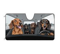 BAGEYOU Parasol para Parabrisas Delantero de Coche, Lindo Perro Salchicha en la Playa, para decoración de vehículo,Mantiene el vehículo Fresco, 140x76 cm