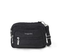 Baggallini Bolsa con Triple Cremallera para Mujer, Talla única, Black, Talla única, Mini Bolso Cruzado con Triple Cremallera