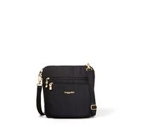 Baggallini, Bolso bandolera moderno con bolsillos para Mujer, Negro con herrajes dorados, talla única