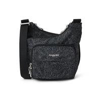 Baggallini Criss Cross 10x11 Crossbody Bags for Women Lightweight Water-Resistant Nylon Travel Bag W/RFID & Quick Access Pockets, Bolso Cruzado para Mujer, Estampado de Flor de Medianoche, Talla única