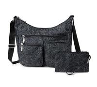 Baggallini Everywhere - Bolso bandolera para mujer, 28 x 23 cm, nailon ligero, tipo hobo (holgado y de media luna), resistente al agua, con protección RFID, de viaje, midnight blossom, Talla única