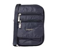 Baggallini Journey Crossbody Bags for Women 9x6 Small Lightweight Nylon Zipped Travel Safe Handbag Phone Passport Purse W/Rfid, French Navy Quilt