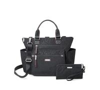 Baggallini Mochila Convertible 3 en 1 con Pulsera de teléfono RFID, Guepardo Negro en Relieve, Talla única (Pack de 2) para Mujer