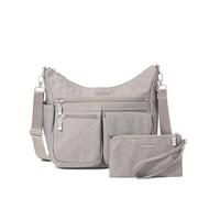 Baggallini Modern Everywhere Bagg - Bolso bandolera tipo hobo ligero y resistente al agua para mujer, bolsillo para teléfono de fácil acceso, Stone Heritage, Talla única
