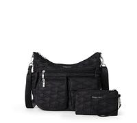 Baggallini Modern Everywhere Crossbody for Women 11x9x4.5 RFID Hobo Bag, Bolsa Mujer, Colcha Negra, Talla única