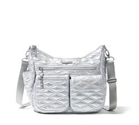 Baggallini Modern Everywhere Crossbody For Women 11x9x4.5 RFID Hobo Bag, Bolsa Mundo Mujeres, Edredón metálico Plateado, Talla única