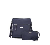 Baggallini Go Bagg Crossbody Bag for Women with RFID Wristlet, 10.75"x10" Water-Resistant Lightweight Travel Purse, muñequera teléfono para Mujer, Azul Marino, Talla única