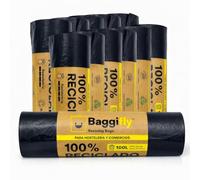 Baggifly, Bolsas de Basura 100L, 120 Bolsas Súper Resistentes, 100% Recicladas, ECO Friendly, Hostelería, Comercios y Jardinería, Pack 12 x 10, Fabricado en España