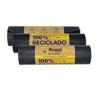 Baggifly, Bolsas de Basura 100L, 30 Bolsas Súper Resistentes, 100% Recicladas, ECO Friendly, Hostelería, Comercios y Jardinería, Pack 3 x 10, Fabricado en España