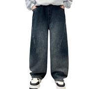 Baggy Jeans Boys Straight Wide Leg Denim Trousers with Pockets Kids Elastic Waist Y2K Casual Trousers Vintage Loose Fit Denim Pants Children Spring Summer Hip Hop Streetwear