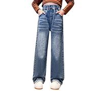 Baggy Jeans Chica Pantalones Cargo de Denim Clásico Cintura Elástica Chica Jean Straight Pants Largos con Bolsillos Moda Vintage Y2k Streetwear Deporte Primavera Otoño