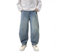 Baggy Jeans for Boys Elastic Waist Wide Leg Casual Denim Pants Kids Loose Fit Vintage Washed Casual School Trousers Trendy Teen Boys Loose Fit Aesthetic Sweatpants