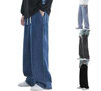 Baggy Pants Herren Cotton, Jogginghose Herren Baumwolle weit Freizeithose Locker Jeanshose mit Kordelzug Trainingshose Modern Wanderhose Sport Trainingshosen Sweat Outdoorhose Lange Beine Herrenhose