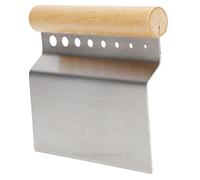 baginbaginbag Cortador de repostería y batidora de masa, para hornear y asar en la cocina, raspador multiusos con escala medidora, mango de madera antideslizante, acero inoxidable