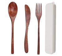 baginbaginbag Juego de cubiertos de madera para cocina, reutilizable, ligero, portátil, resistente a los arañazos, fácil de limpiar, multiusos para cocina coreana japonesa, incluye cortador de cuchara