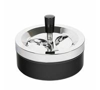 BagLEv Cenicero giratorio de metal para cigarrillos, cenicero redondo, grande, giratorio para cigarrillos, base profunda, fácil de vaciar