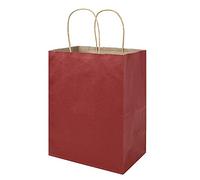 bagmad Paquete de 100 bolsas de papel de regalo rojas medianas de 8 x 4.75 x 10 pulgadas con asas a granel, bolsas de papel kraft, para manualidades, compras, al por menor, fiestas, bodas, negocios