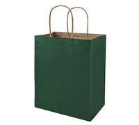 bagmad Paquete de 100 bolsas de papel de regalo verdes medianas de 8 x 4.75 x 10 pulgadas con asas a granel, bolsas de papel kraft, para manualidades, compras, al por menor, fiestas, bodas, negocios