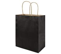 bagmad Paquete de 100 bolsas de papel kraft negras medianas de 8 x 4.7 x 10 pulgadas con asas a granel, bolsas de regalo, manualidades, compras, al por menor, recuerdos de fiesta, bolsas de boda
