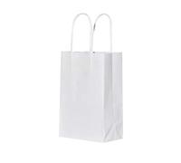 bagmad - Paquete de 100 bolsas de papel kraft pequeñas resistentes con asas a granel, bolsas de regalo bagmad de 5.2 x 3.2 x 8 pulgadas, bolsas de regalo para manualidades, compras, al por menor,