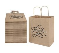 bagmad Paquete de 100 bolsas de papel medianas lisas de 8 x 4.7 x 10 pulgadas con asas a granel, bolsas de papel kraft marrón, bolsas de compras al por menor, bolsas de fiesta de cumpleaños, bolsas de