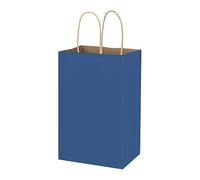 bagmad Paquete de 100 bolsas pequeñas de papel kraft azul de 5.2 x 3.2 x 8 pulgadas con asas a granel, bolsas de regalo, manualidades, compras, al por menor, recuerdos de fiesta, bolsas de boda (azul,