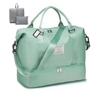 BAGROUPS Bolsa de Viaje 45x36x20 Avion Impermeable Bolsa Deporte con Compartimento para Zapatos Maleta de Cabina Grande Bolsos de Viaje Fin de Semana para Gimnasio Deporte Mujer Hombre, Verde