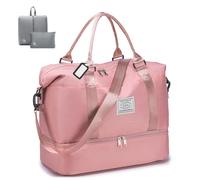 BAGROUPS Bolsa de Viaje 45x36x20 Avion Impermeable Bolsa Deporte con Compartimento para Zapatos Maleta de Cabina Grande Bolsos de Viaje Fin de Semana para Gimnasio Deporte Mujer Hombre, Rosa