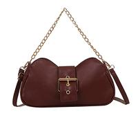 Bags for Women Ladies Fashion Retro Solid Color Leather Messenger Bag With Metal Adjustable Shoulder Strap(Brown)