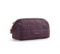 BAGSMART Bolsa de maquillaje, neceser de viaje, bolsa de aseo acolchada, bolsa organizadora de maquillaje, bolsa de gran apertura, utensilios de viaje, artículos de tocador, cepillos, Carmesí, 23,5 x