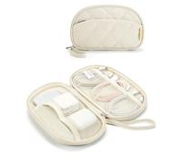 Bagsmart Bolsa organizadora de cables de viaje, organizador de electrónica, estuche de viaje, esenciales para cables, memorias USB, tarjetas de memoria, beige