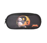 Bagtrotter - Kung Fu Panda - Estuche Escolar Rectangular - Negro - 2 Compartimentos con Cremallera - 23x7x10cm - Poliéster - Accesorios Escolares y papelería