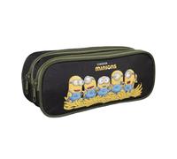 Bagtrotter - Los Minions - Estuche Escolar Rectangular - Negro - 2 Compartimentos con Cremallera - 23x7x10cm - Poliéster - Accesorios Escolares y papelería