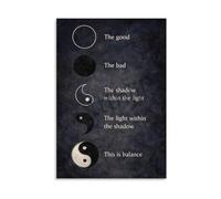 Bagua Chart Wall Art Yin Yang Symbol Poster Feng Shui Decor I Ching Print for Taoist Altar Study Room Meditation Canvas Art(Unframed,12X18inch(30X45cm))