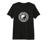 Bagua Espejo Feng Shui Diseño Yin/Yang Ocho Trigramas Símbolo Camiseta Premium