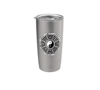 Bagua Espejo Feng Shui Diseño Yin/Yang Ocho Trigramas Símbolo Vaso térmico de acero inoxidable de doble pared