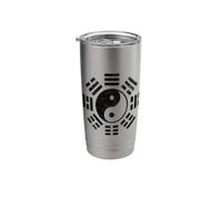 BAGUA YIN YANG SÍMBOLO I CHING TAOÍSMO TAI CHI FENG SHUI PAKUA Vaso térmico de acero inoxidable de doble pared