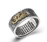 Bague Ouverte en Bague en Pur S990 Bijoux en Thaï, Sutra Rétro Coeur Ouverture Réglable Bague Masculine Cadeaux Pour AmoureuxOuverture réglable 16-24#