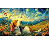 Báguila Dog in Field with Mariposas Puzzle de 1000 Piezas para Adultos - Juego Familiar Divertido & Estimulante Idea Actividad para casa 38x26/1000pcs