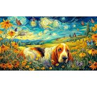 Báguila Dog in Field with Mariposas Puzzle de 1000 Piezas para Adultos - Papel Reciclado Juego edugatoivo & Relajación Juego Familiar 75x50/1000pcs