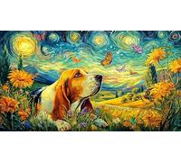 Báguila Dog in Field with Mariposas Puzzle de 1000 Piezas para Adultos y niños - Actividad Familiar Juego edugatoivo & Relajación Regalo 75x50/1000pcs