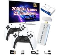 Bagzoo Consola Retro HDMI 4K con Juegos clásicos, TV Stick inalámbrico con emulador y 64 GB, mandos duales 2 Jugadores, Mini Consola Vintage Plug & Play para TV, proyector y Ordenador