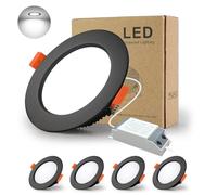 BAGZY Downlight Led Negro Techo Empotrable, 4x 15W Foco techo Redondo=120W (1200 LM) 6000K (Luz Blanco Frío), IP44,Recorte 140-150mm, AC 220-240V,Foco de Techo Ultraplano para Dormitorio,Baño,Cocina